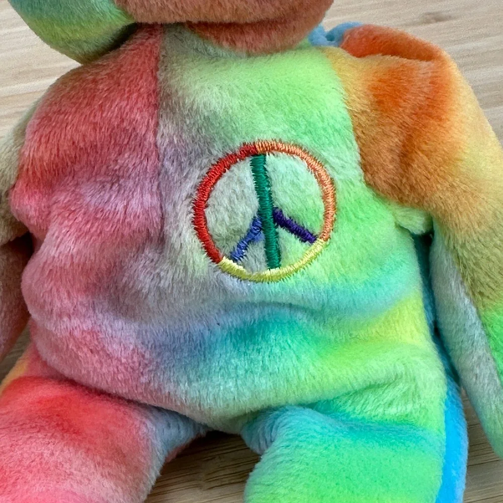 Ty Beanie Babies Peace Bear Vintage Plush Toy‎ Tie Dye Rainbow Beautiful Colors